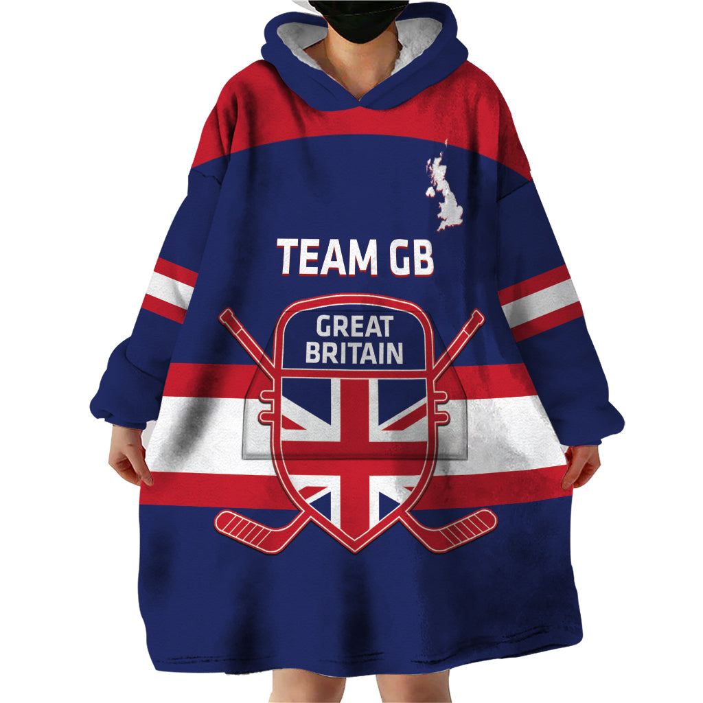 Custom Great Britain Hockey Wearable Blanket Hoodie Go GB Team - Wonder Print Shop