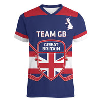 Custom Great Britain Hockey Women V-Neck T-Shirt Go GB Team - Wonder Print Shop