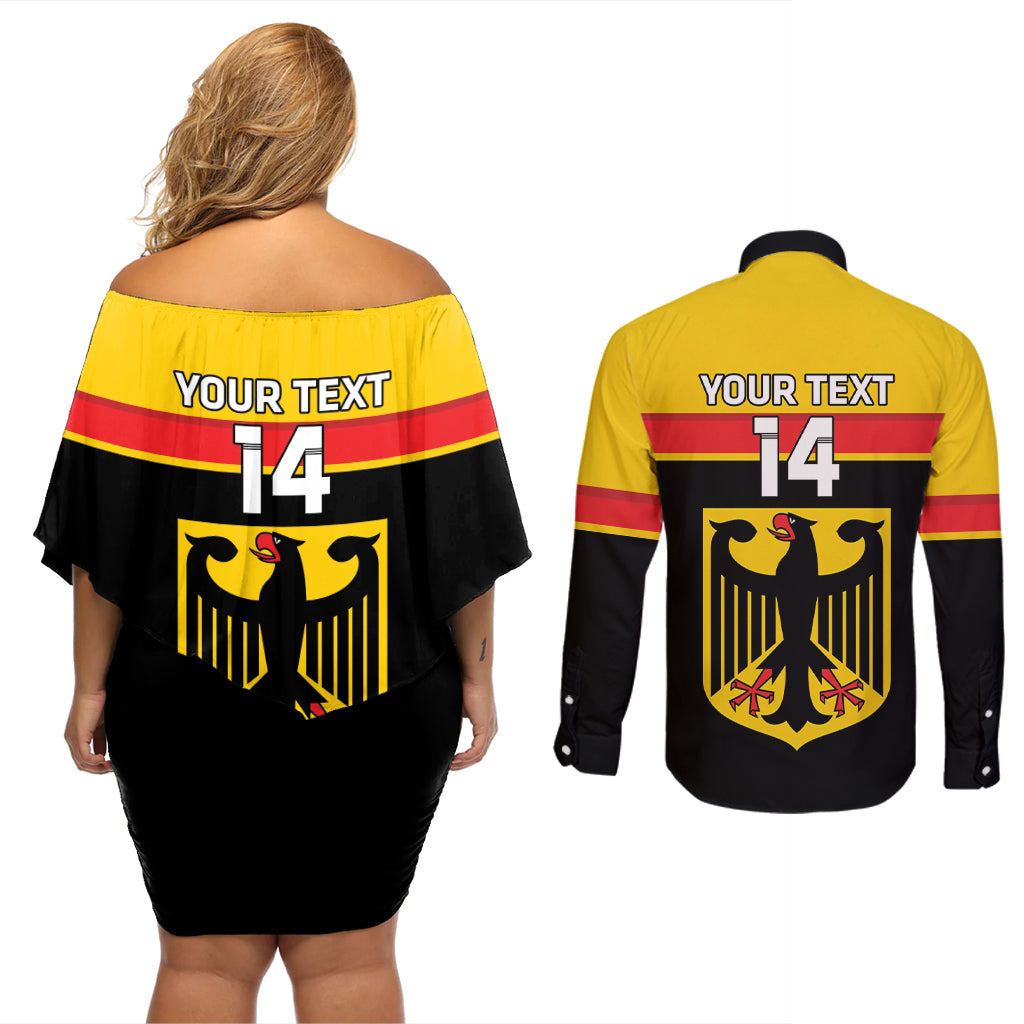 Custom Germany Hockey Couples Matching Off Shoulder Short Dress and Long Sleeve Button Shirt Go German Bearers of the Eagle - Wonder Print Shop