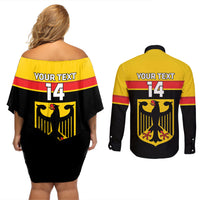 Custom Germany Hockey Couples Matching Off Shoulder Short Dress and Long Sleeve Button Shirt Go German Bearers of the Eagle - Wonder Print Shop