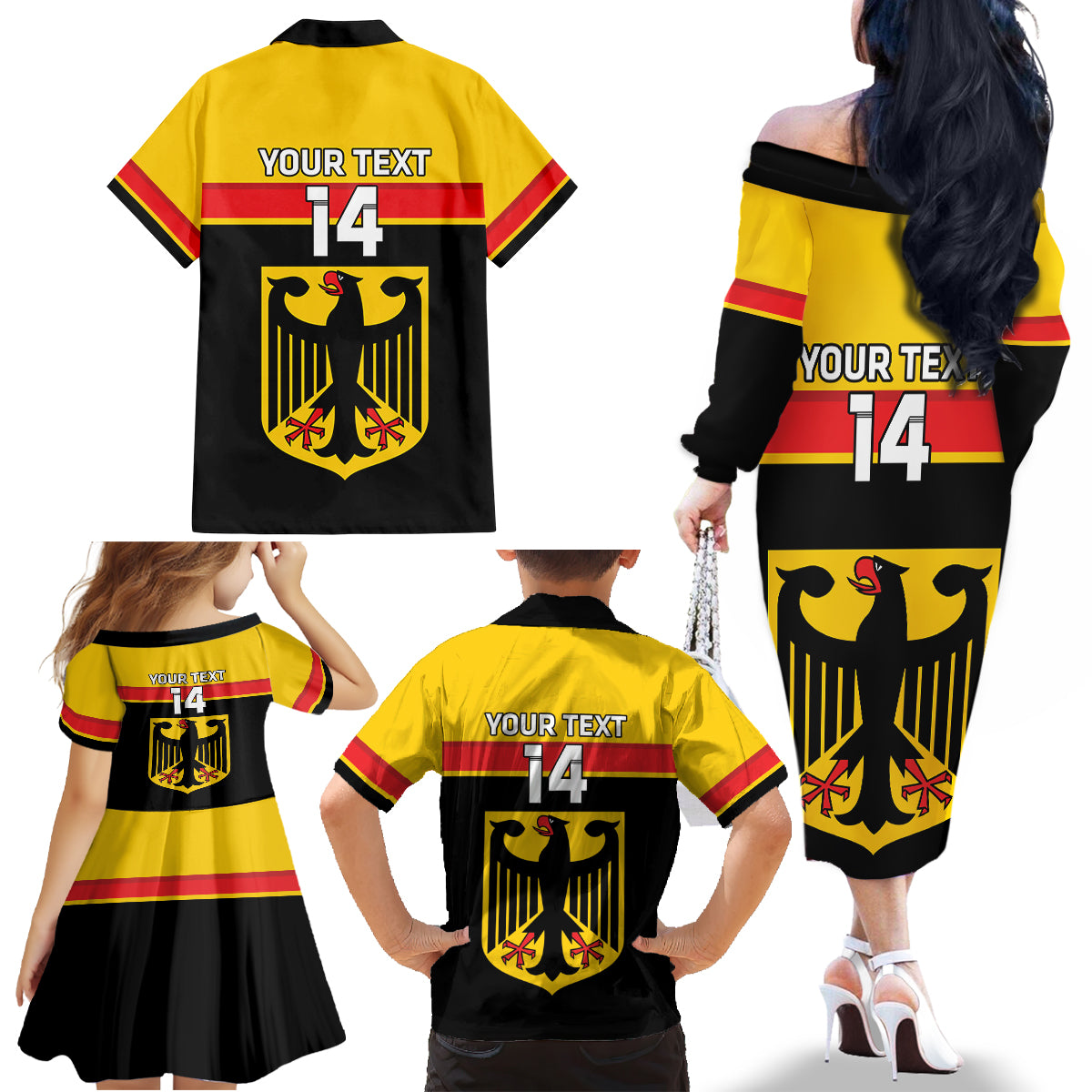Custom Germany Hockey Family Matching Off The Shoulder Long Sleeve Dress and Hawaiian Shirt Go German Bearers of the Eagle - Wonder Print Shop