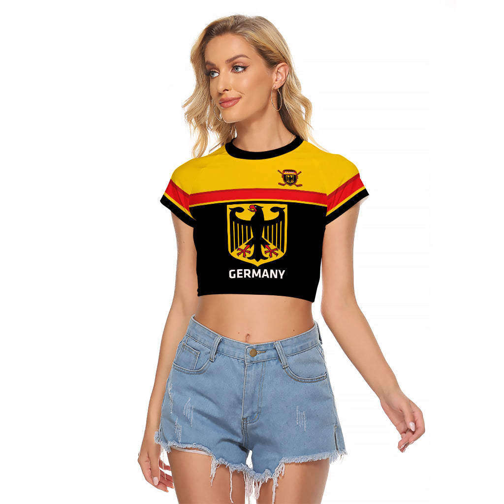 Custom Germany Hockey Raglan Cropped T Shirt Go German Bearers of the Eagle - Wonder Print Shop