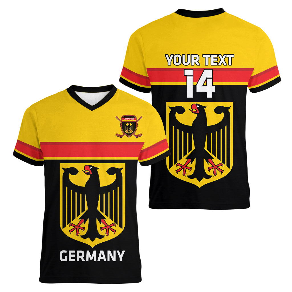 Custom Germany Hockey Women V-Neck T-Shirt Go German Bearers of the Eagle - Wonder Print Shop