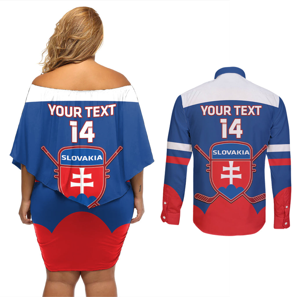 Custom Slovakia Hockey Couples Matching Off Shoulder Short Dress and Long Sleeve Button Shirt Go Slovak Our Boys - Wonder Print Shop