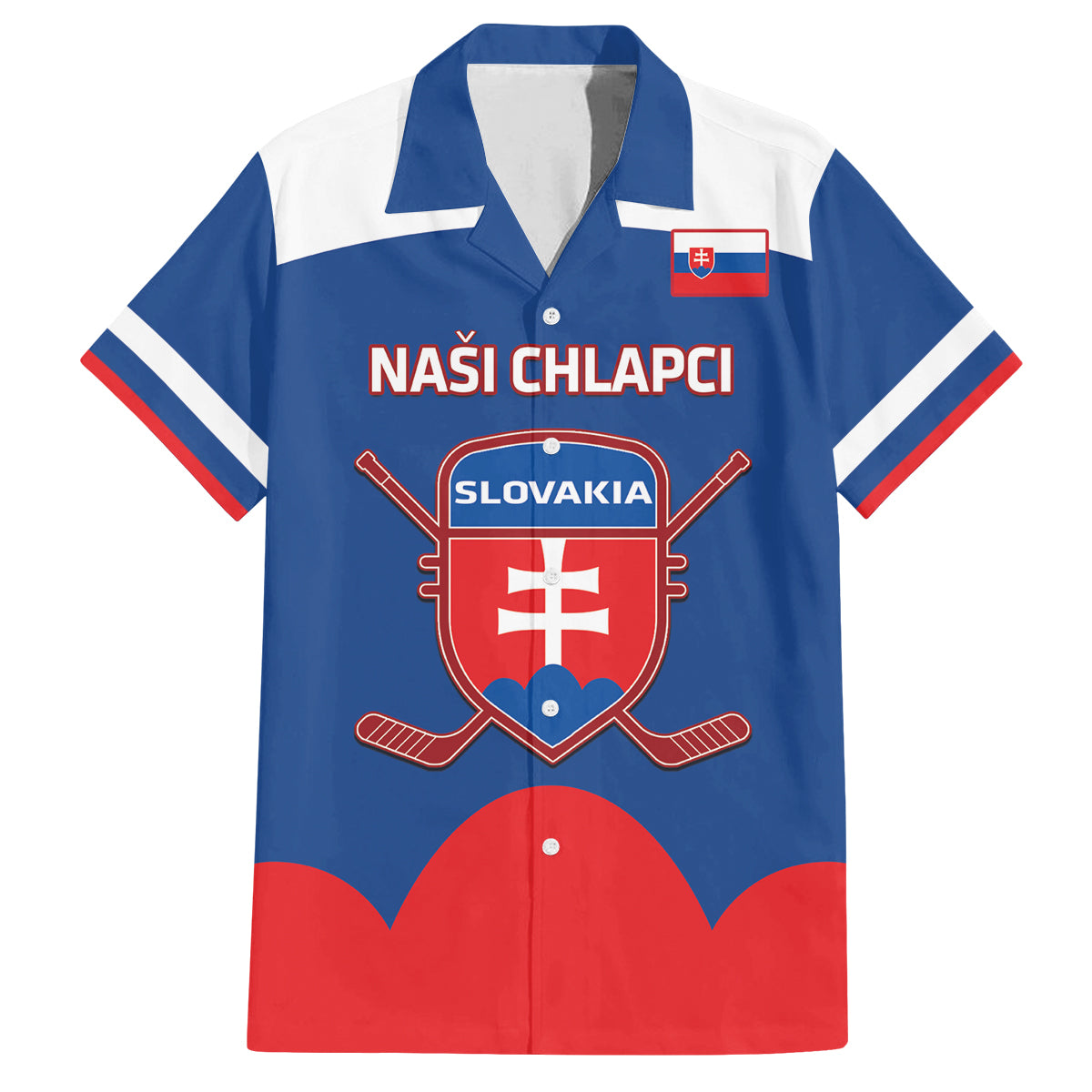 Custom Slovakia Hockey Family Matching Off The Shoulder Long Sleeve Dress and Hawaiian Shirt Go Slovak Our Boys - Wonder Print Shop