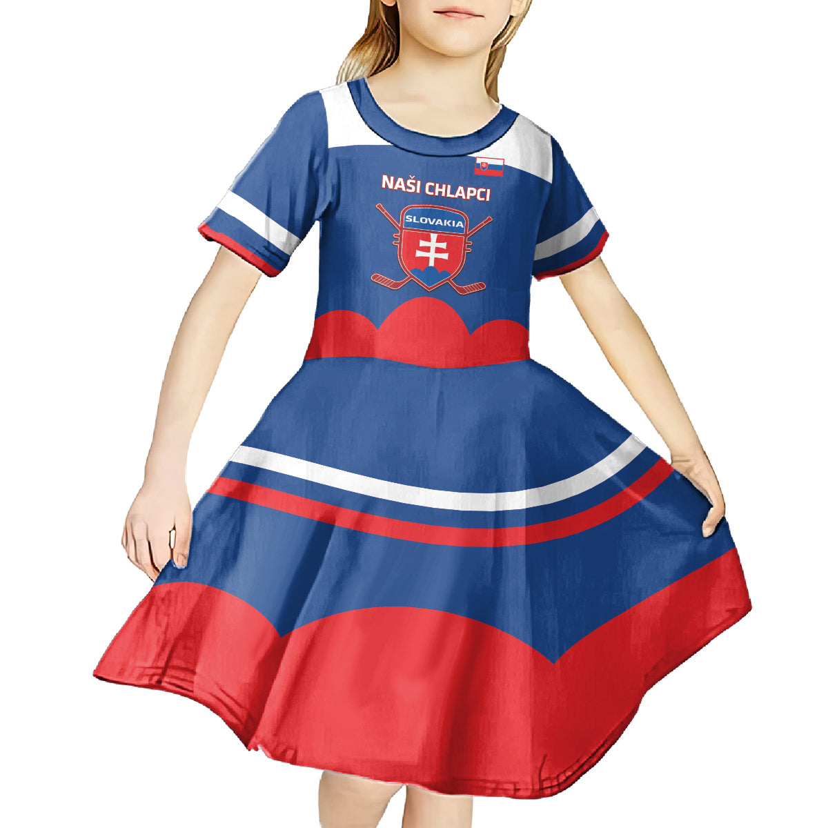 Custom Slovakia Hockey Kid Short Sleeve Dress Go Slovak Our Boys - Wonder Print Shop
