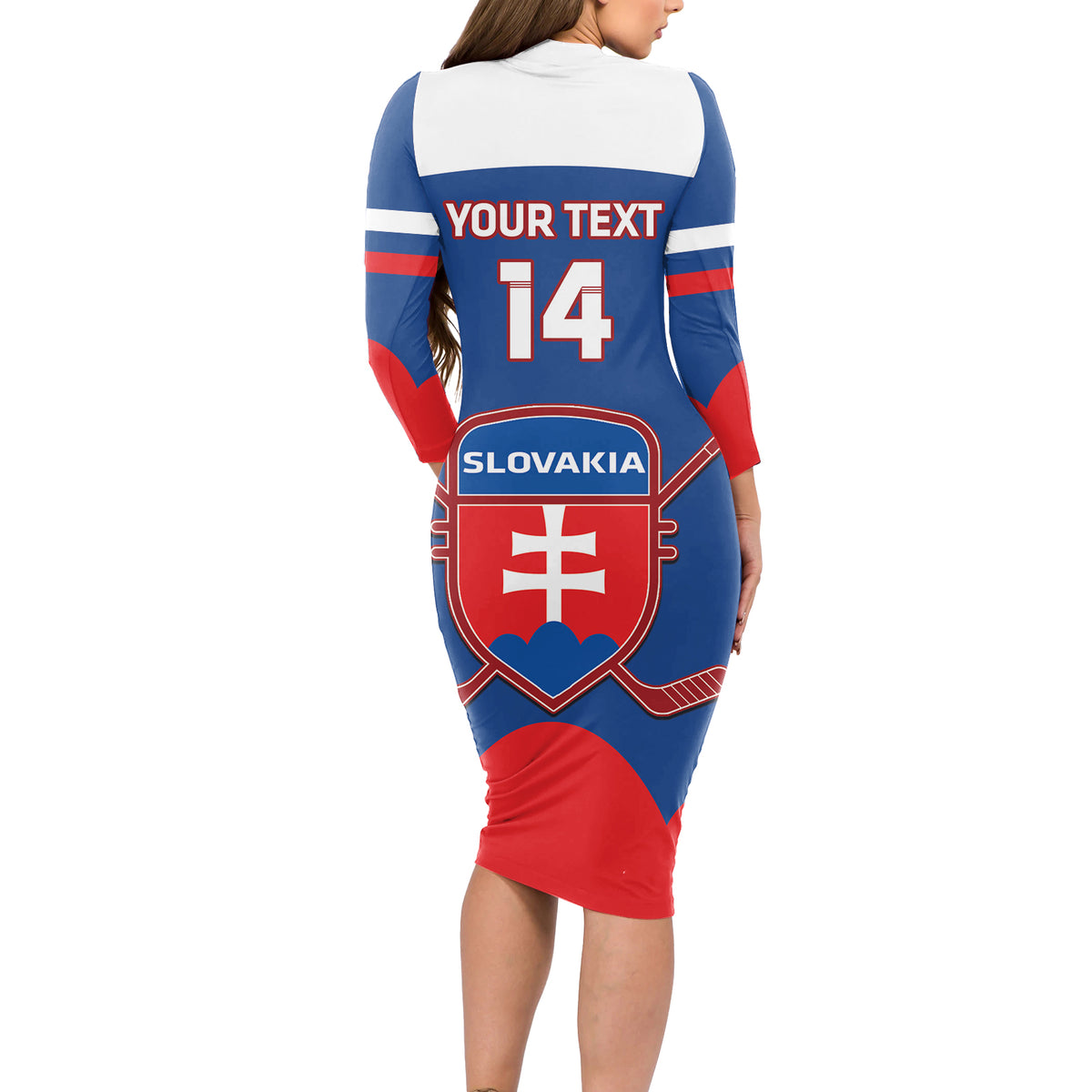 Custom Slovakia Hockey Long Sleeve Bodycon Dress Go Slovak Our Boys - Wonder Print Shop