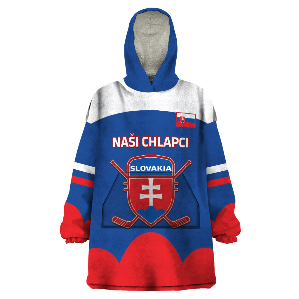Custom Slovakia Hockey Wearable Blanket Hoodie Go Slovak Our Boys