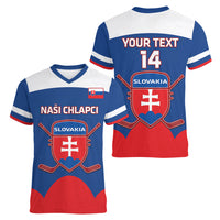 Custom Slovakia Hockey Women V-Neck T-Shirt Go Slovak Our Boys - Wonder Print Shop