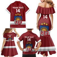 Custom Latvia Hockey Family Matching Mermaid Dress and Hawaiian Shirt 2024 Go Latvija - Wonder Print Shop
