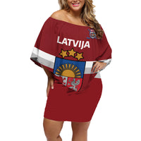 Custom Latvia Hockey Family Matching Off Shoulder Short Dress and Hawaiian Shirt 2024 Go Latvija - Wonder Print Shop