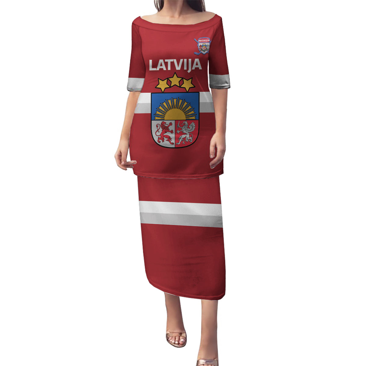Custom Latvia Hockey Family Matching Puletasi and Hawaiian Shirt 2024 Go Latvija - Wonder Print Shop