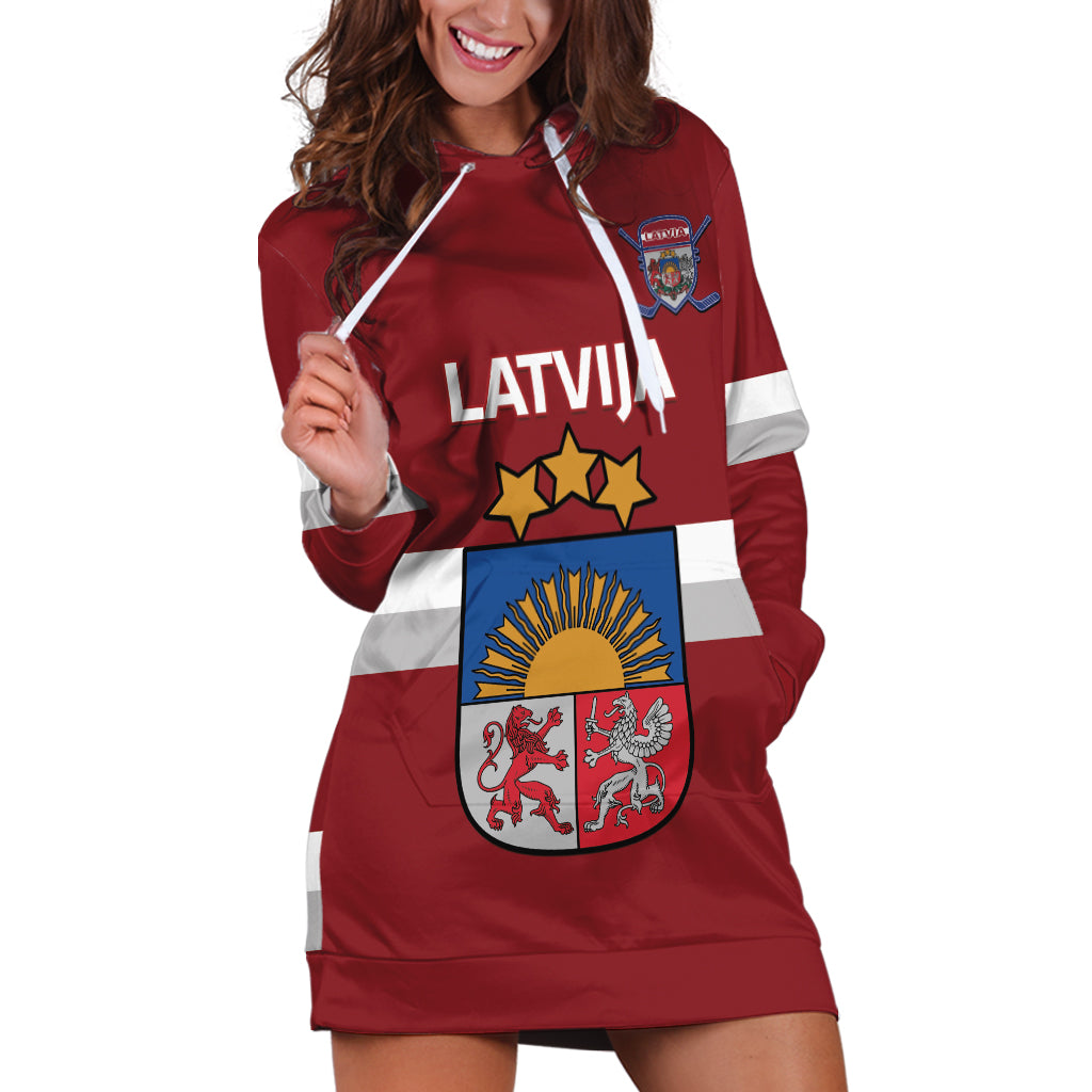 Custom Latvia Hockey Hoodie Dress 2024 Go Latvija