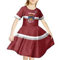 Custom Latvia Hockey Kid Short Sleeve Dress 2024 Go Latvija - Wonder Print Shop