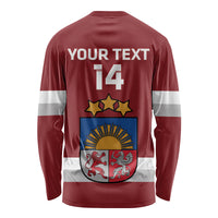 Custom Latvia Hockey Long Sleeve Shirt 2024 Go Latvija - Wonder Print Shop
