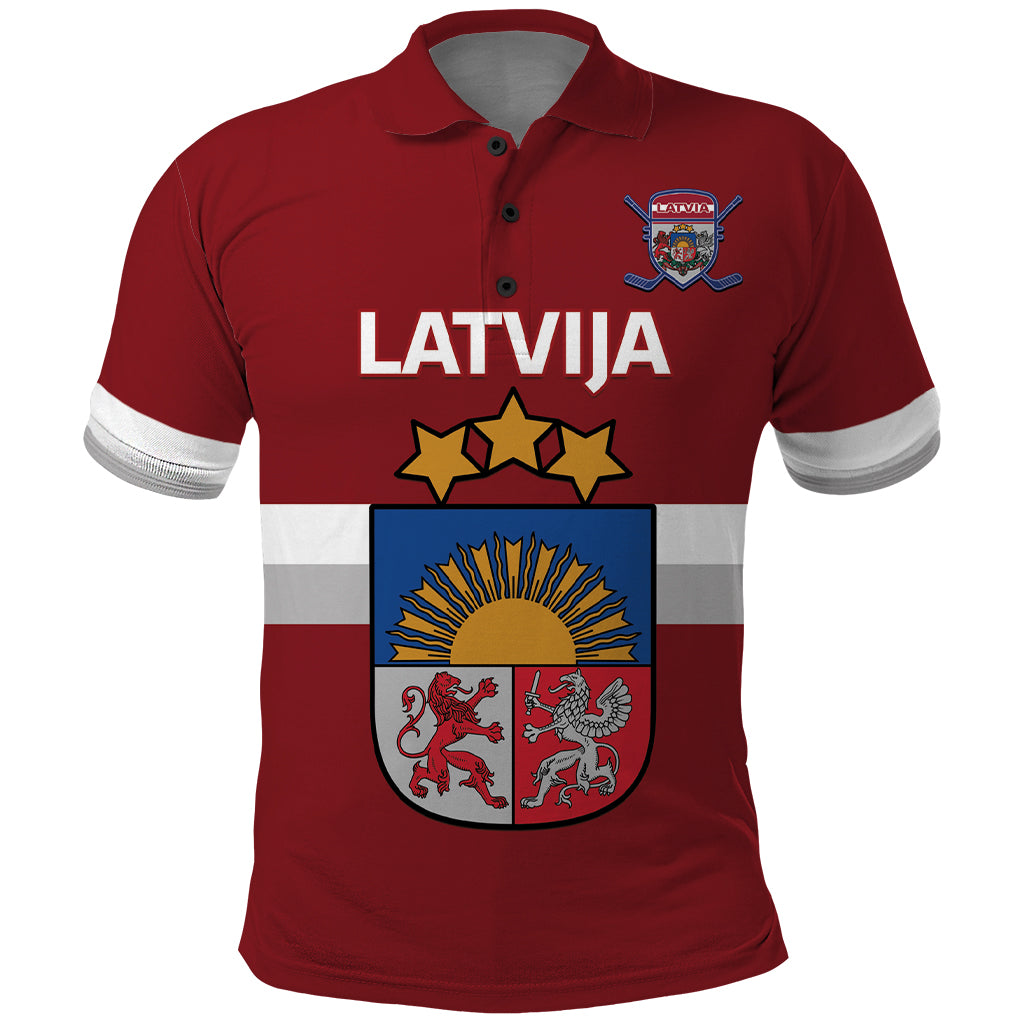 Custom Latvia Hockey Polo Shirt 2024 Go Latvija - Wonder Print Shop