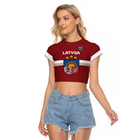 Custom Latvia Hockey Raglan Cropped T Shirt 2024 Go Latvija - Wonder Print Shop