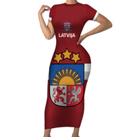 Custom Latvia Hockey Short Sleeve Bodycon Dress 2024 Go Latvija - Wonder Print Shop