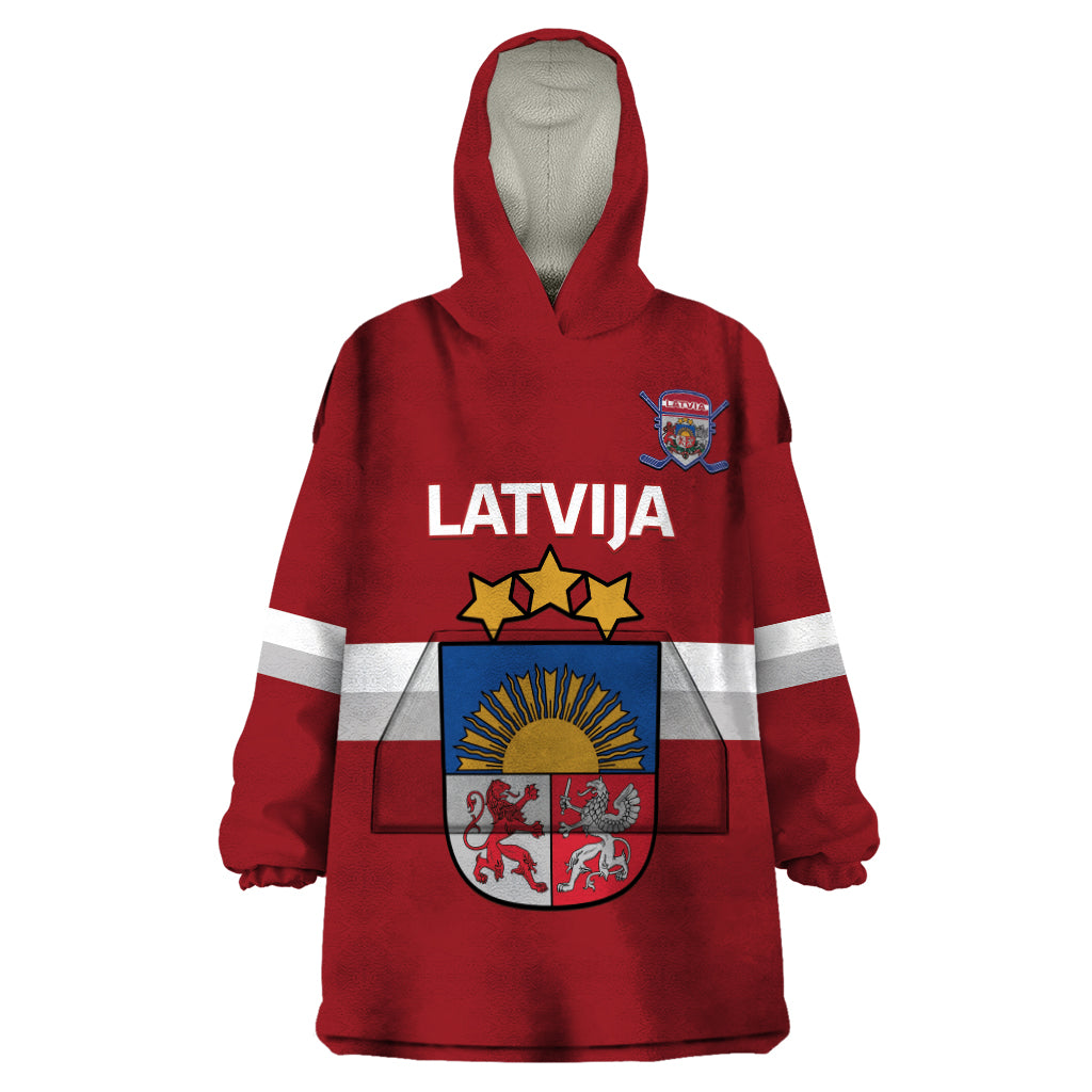 Custom Latvia Hockey Wearable Blanket Hoodie 2024 Go Latvija - Wonder Print Shop