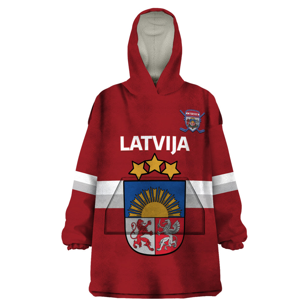 Custom Latvia Hockey Wearable Blanket Hoodie 2024 Go Latvija