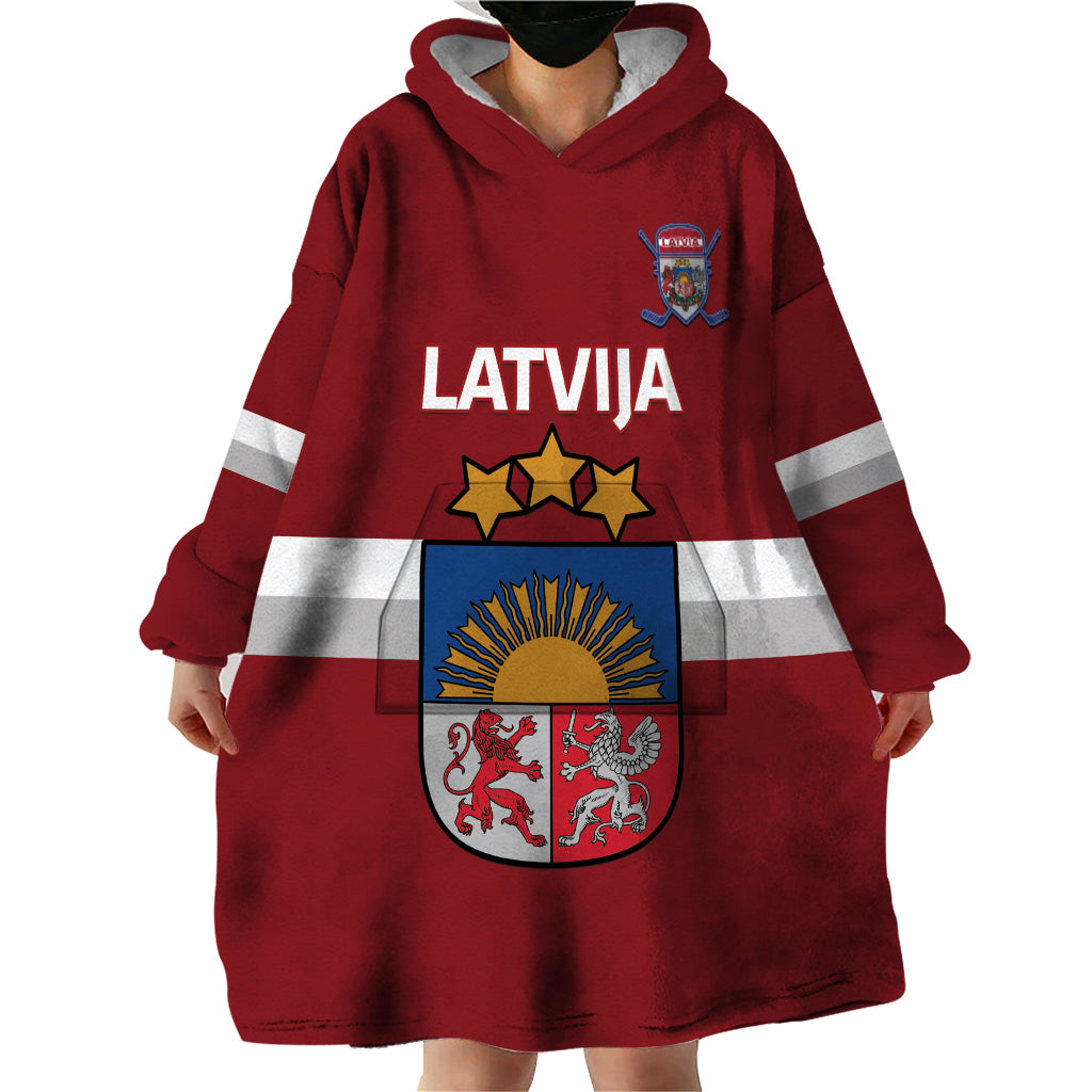 Custom Latvia Hockey Wearable Blanket Hoodie 2024 Go Latvija - Wonder Print Shop