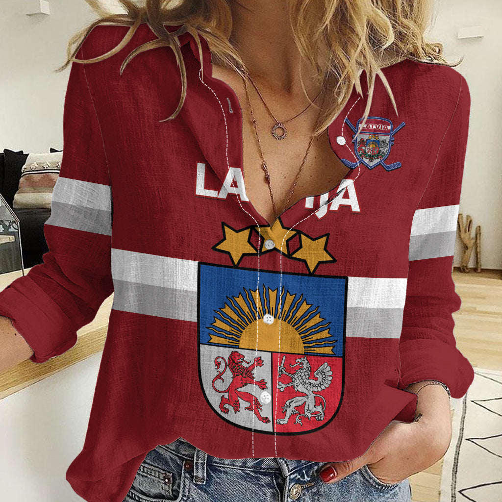 Custom Latvia Hockey Women Casual Shirt 2024 Go Latvija - Wonder Print Shop