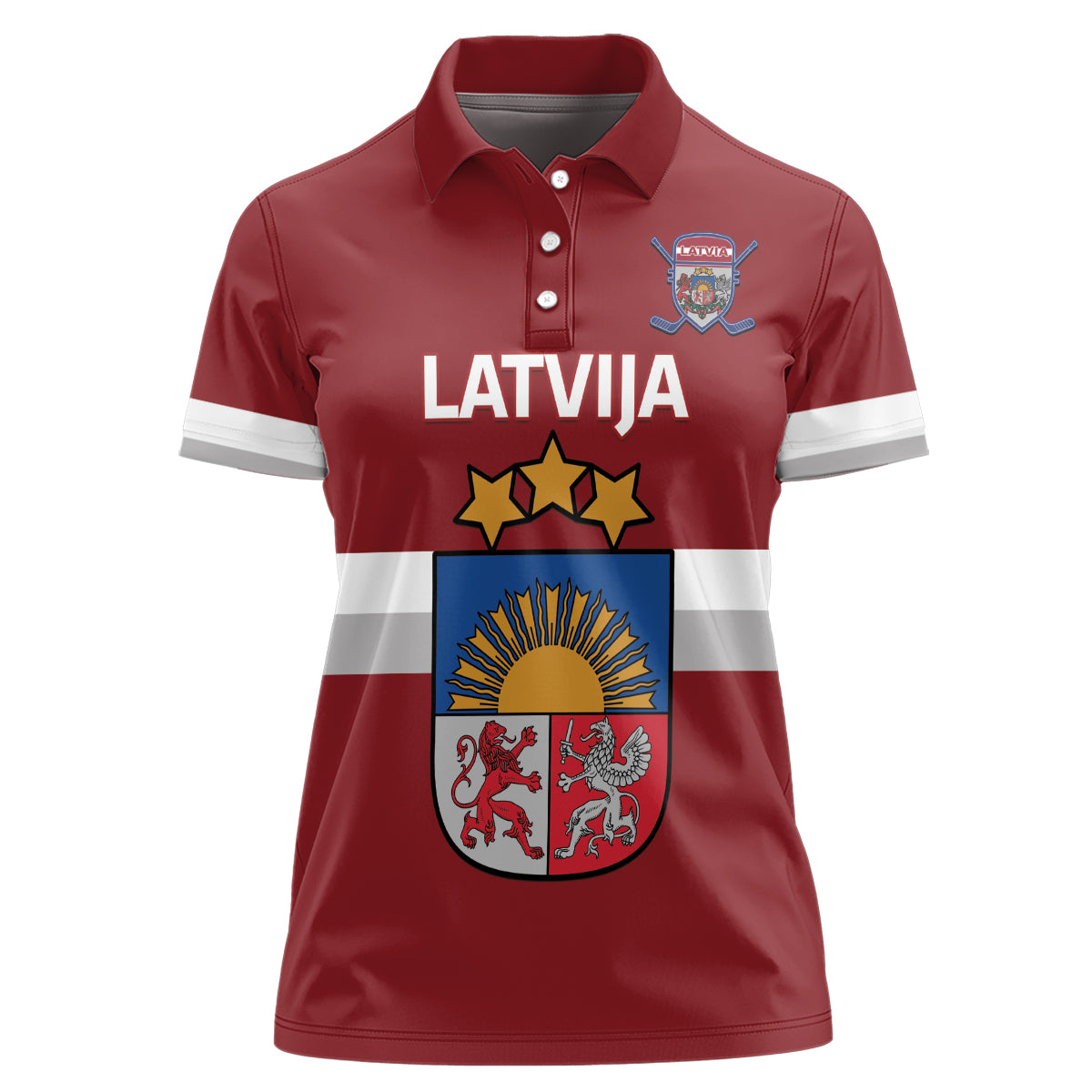 Custom Latvia Hockey Women Polo Shirt 2024 Go Latvija