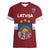 Custom Latvia Hockey Women V-Neck T-Shirt 2024 Go Latvija - Wonder Print Shop