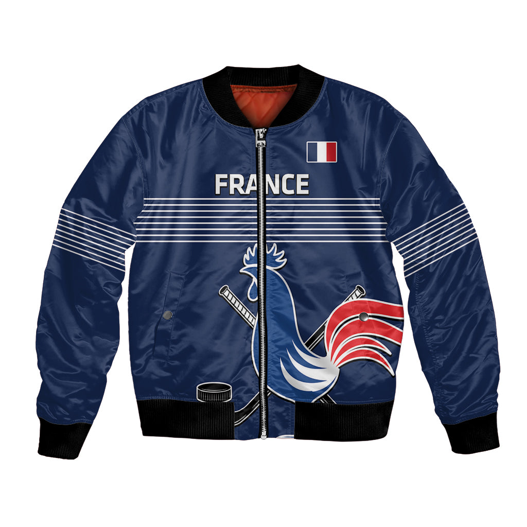 Custom France Hockey Bomber Jacket Francaise Gallic Rooster - Wonder Print Shop