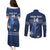 Custom France Hockey Couples Matching Puletasi and Long Sleeve Button Shirt Francaise Gallic Rooster