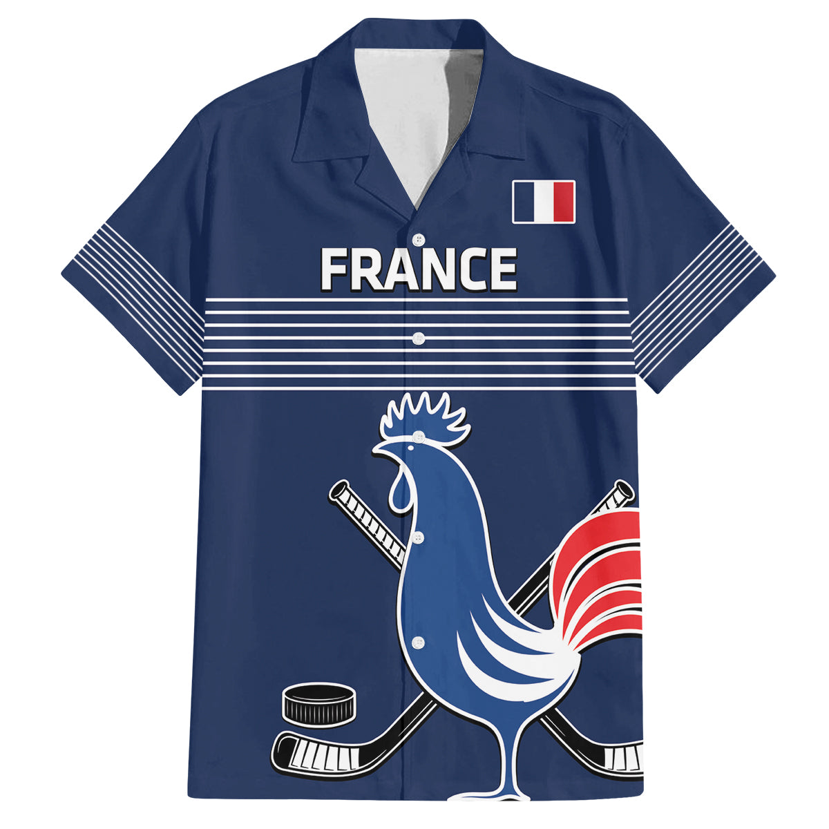 Custom France Hockey Family Matching Long Sleeve Bodycon Dress and Hawaiian Shirt Francaise Gallic Rooster - Wonder Print Shop