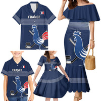 Custom France Hockey Family Matching Mermaid Dress and Hawaiian Shirt Francaise Gallic Rooster - Wonder Print Shop