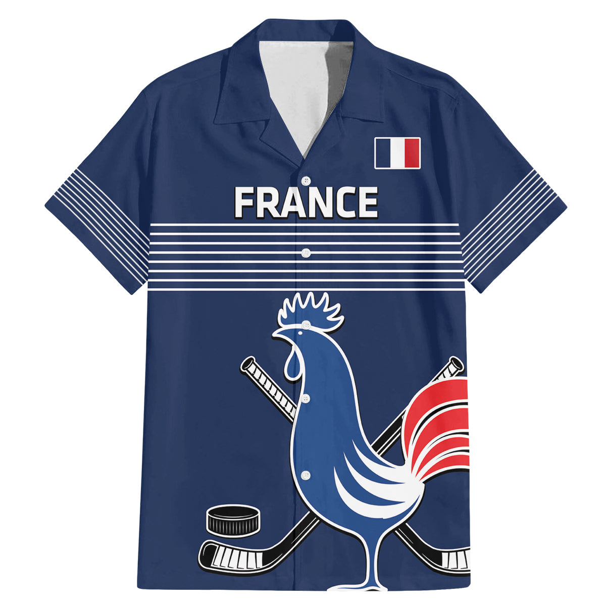 Custom France Hockey Family Matching Mermaid Dress and Hawaiian Shirt Francaise Gallic Rooster - Wonder Print Shop