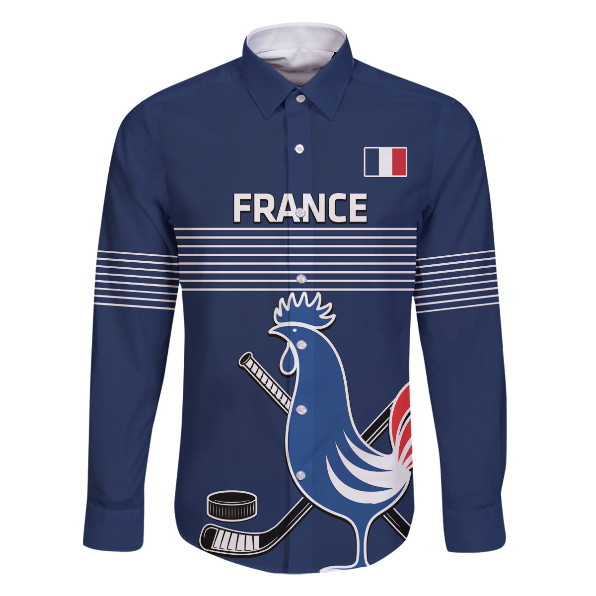 Custom France Hockey Family Matching Mermaid Dress and Hawaiian Shirt Francaise Gallic Rooster - Wonder Print Shop