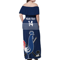 Custom France Hockey Family Matching Off Shoulder Maxi Dress and Hawaiian Shirt Francaise Gallic Rooster - Wonder Print Shop