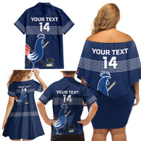 Custom France Hockey Family Matching Off Shoulder Short Dress and Hawaiian Shirt Francaise Gallic Rooster - Wonder Print Shop