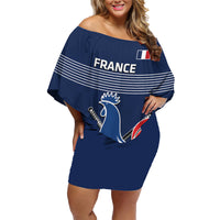 Custom France Hockey Family Matching Off Shoulder Short Dress and Hawaiian Shirt Francaise Gallic Rooster - Wonder Print Shop