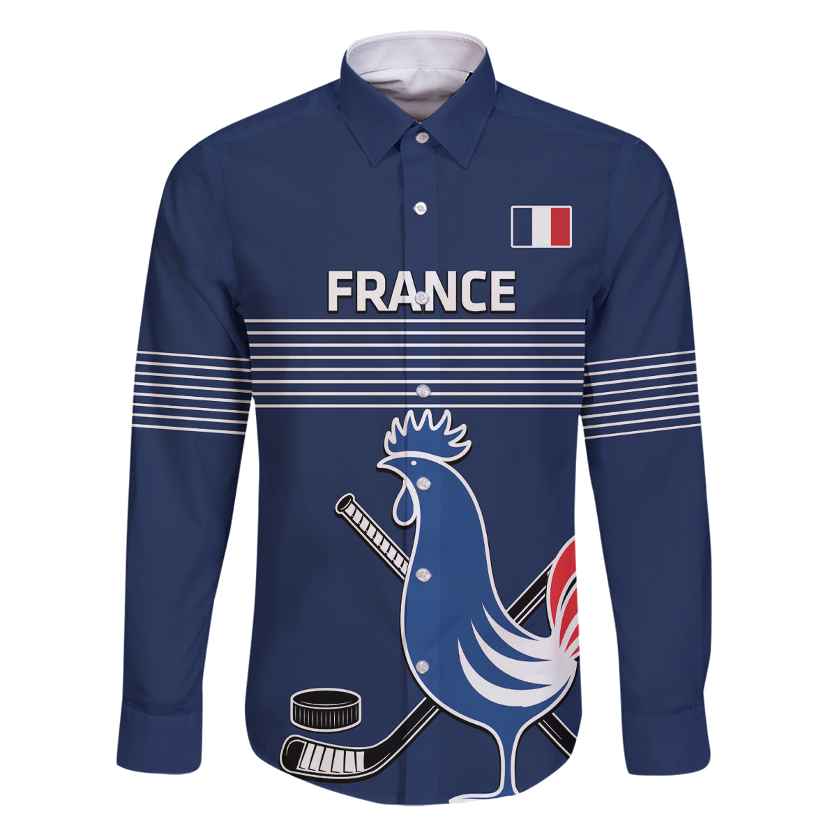 Custom France Hockey Family Matching Puletasi and Hawaiian Shirt Francaise Gallic Rooster - Wonder Print Shop