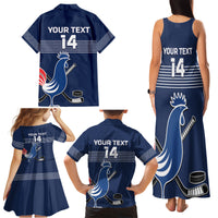 Custom France Hockey Family Matching Tank Maxi Dress and Hawaiian Shirt Francaise Gallic Rooster - Wonder Print Shop