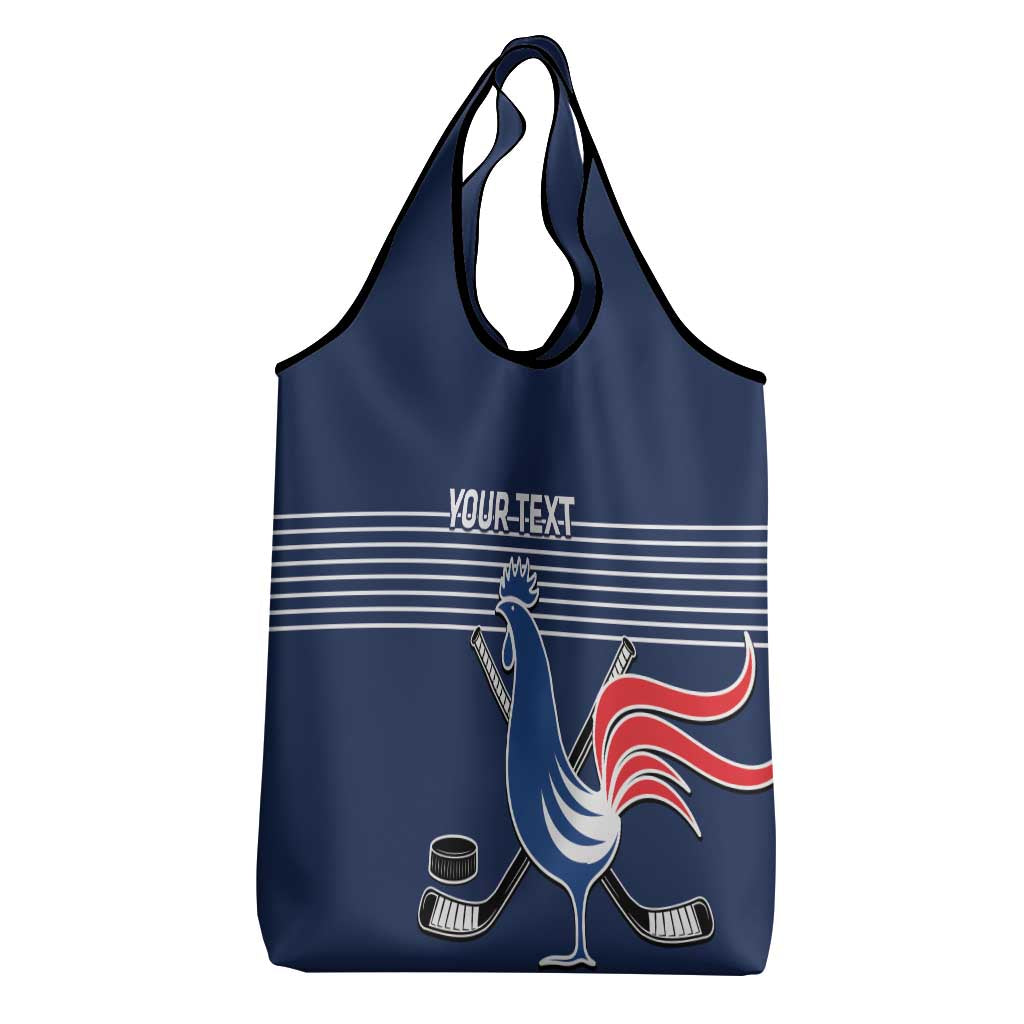 Custom France Hockey Grocery Bag Francaise Gallic Rooster