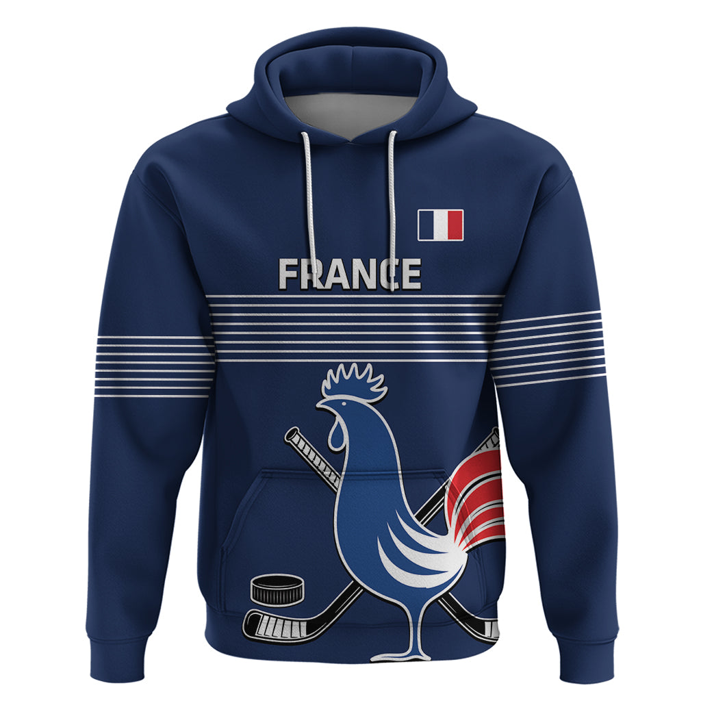 Custom France Hockey Hoodie Francaise Gallic Rooster