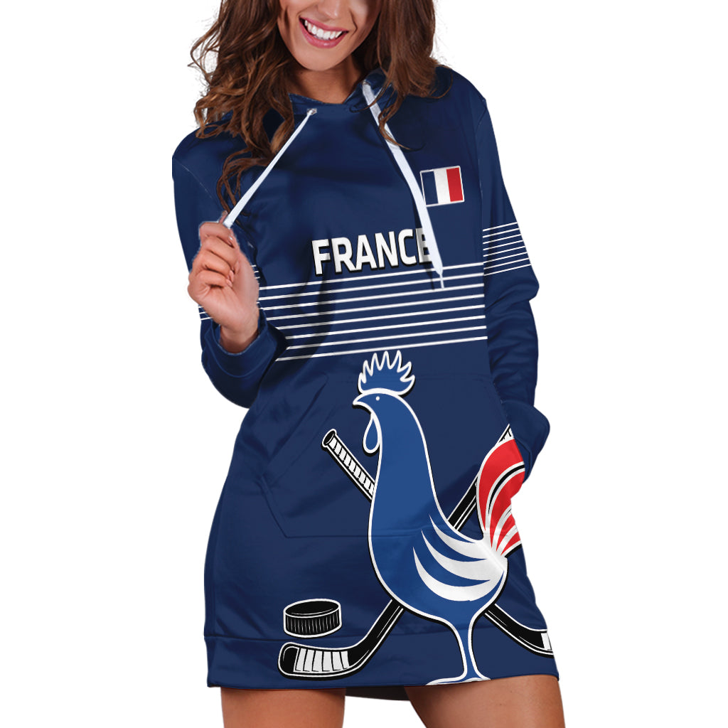 Custom France Hockey Hoodie Dress Francaise Gallic Rooster