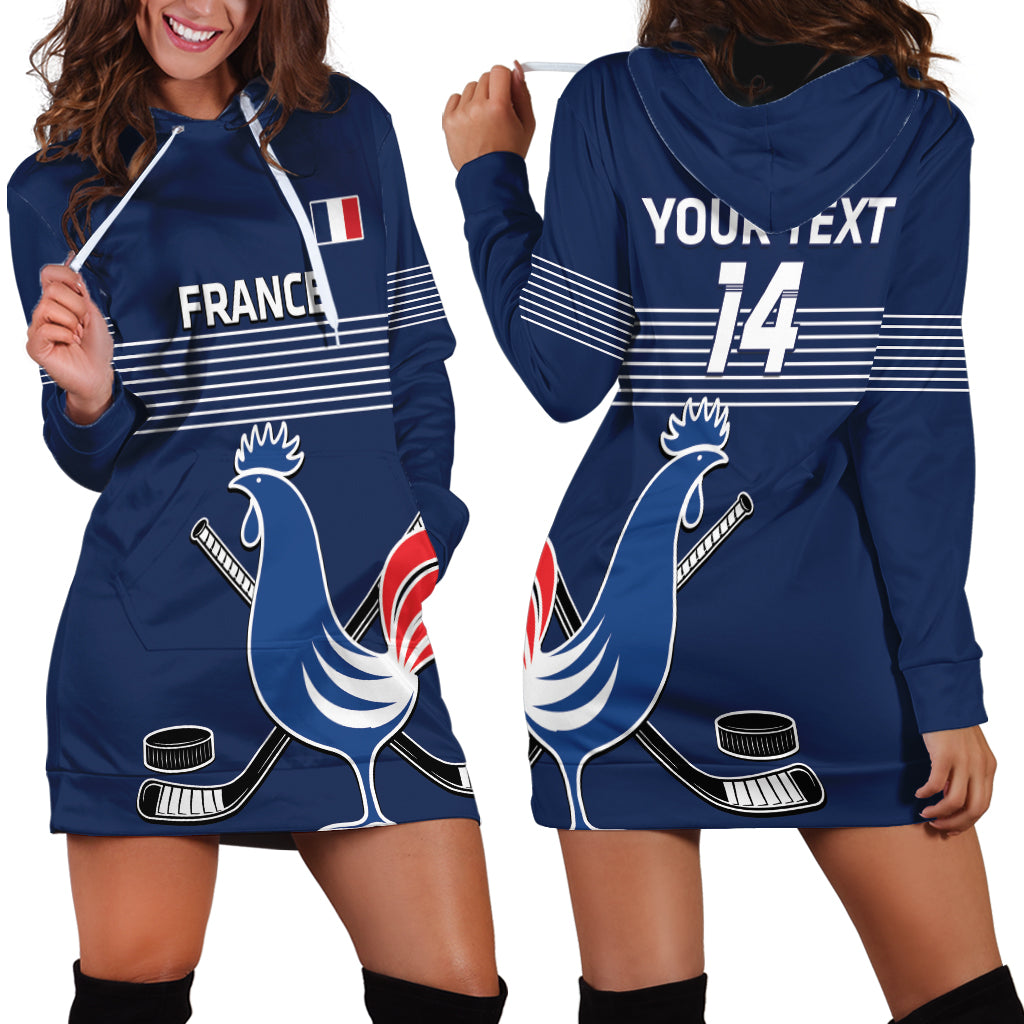 Custom France Hockey Hoodie Dress Francaise Gallic Rooster - Wonder Print Shop