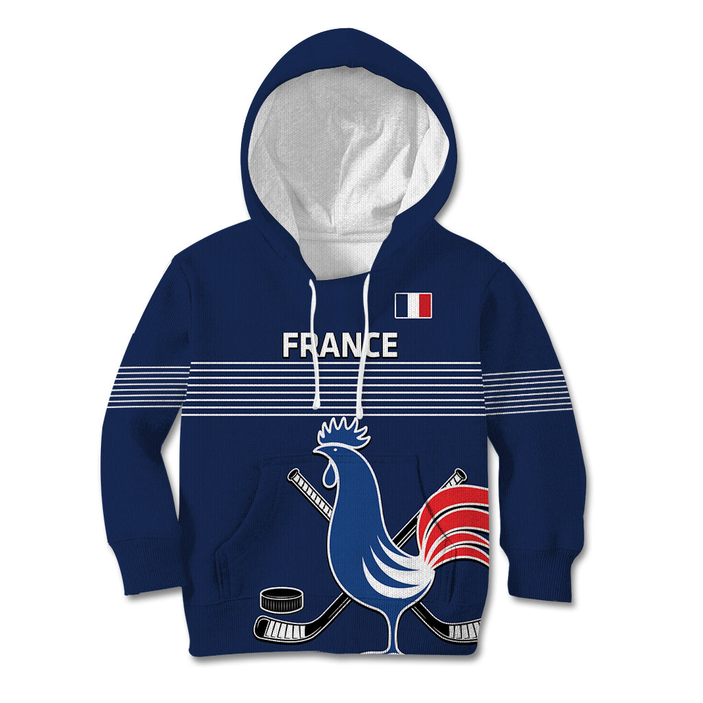 Custom France Hockey Kid Hoodie Francaise Gallic Rooster