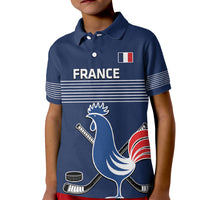 Custom France Hockey Kid Polo Shirt Francaise Gallic Rooster - Wonder Print Shop