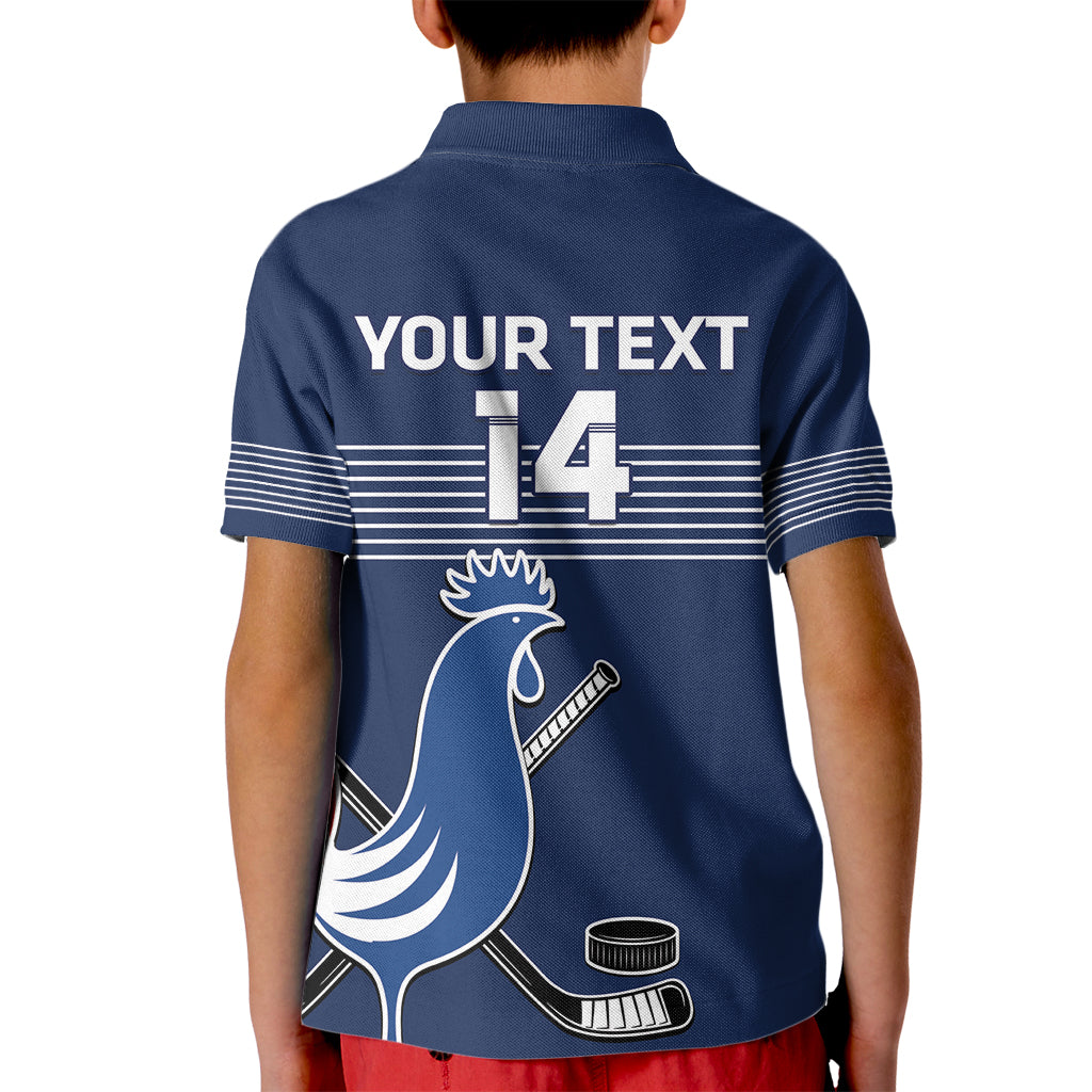 Custom France Hockey Kid Polo Shirt Francaise Gallic Rooster - Wonder Print Shop
