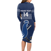 Custom France Hockey Long Sleeve Bodycon Dress Francaise Gallic Rooster - Wonder Print Shop