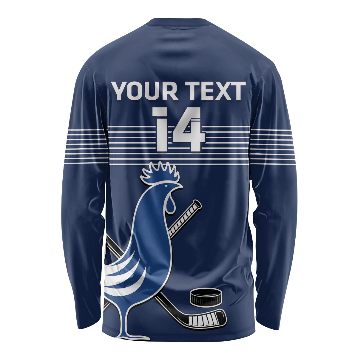 Custom France Hockey Long Sleeve Shirt Francaise Gallic Rooster - Wonder Print Shop