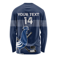 Custom France Hockey Long Sleeve Shirt Francaise Gallic Rooster - Wonder Print Shop