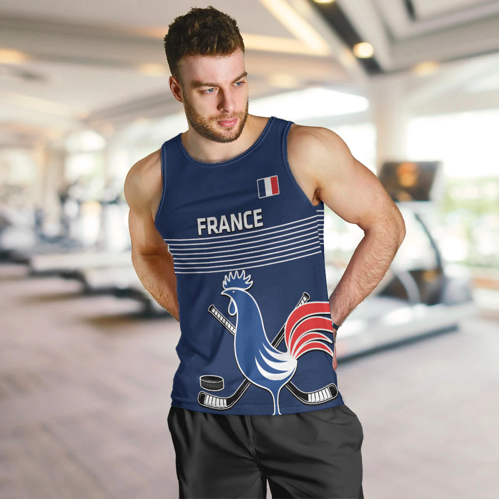Custom France Hockey Men Tank Top Francaise Gallic Rooster - Wonder Print Shop